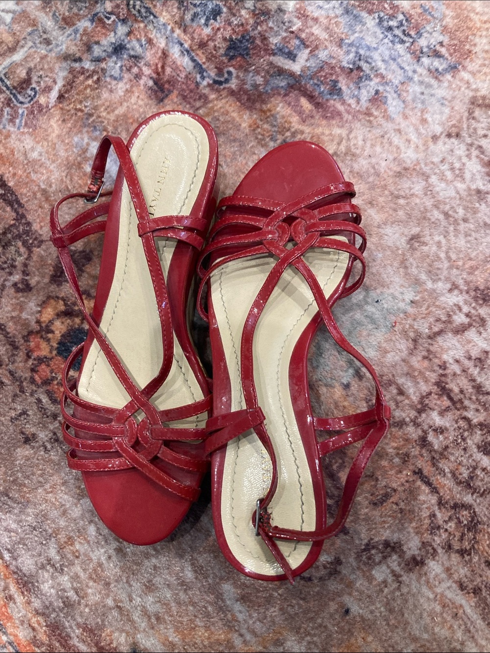 Ann Taylor Red Strappy Slingback Sandals